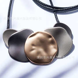 韩式韩版批发时尚项链棉麻布衣长配饰简约不规则几何型长款毛衣链