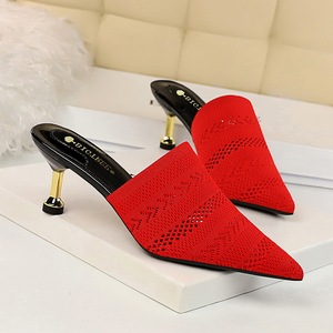Han edition retro baotou slipper shoes daily 8925-1 the mouth pointed hollow-out sweater in fine with high heels women s