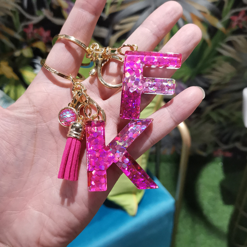 Letter Pattern Women'S Gender 1 Piece Fashion Letter Resin Metal Sequins Women's Keychain