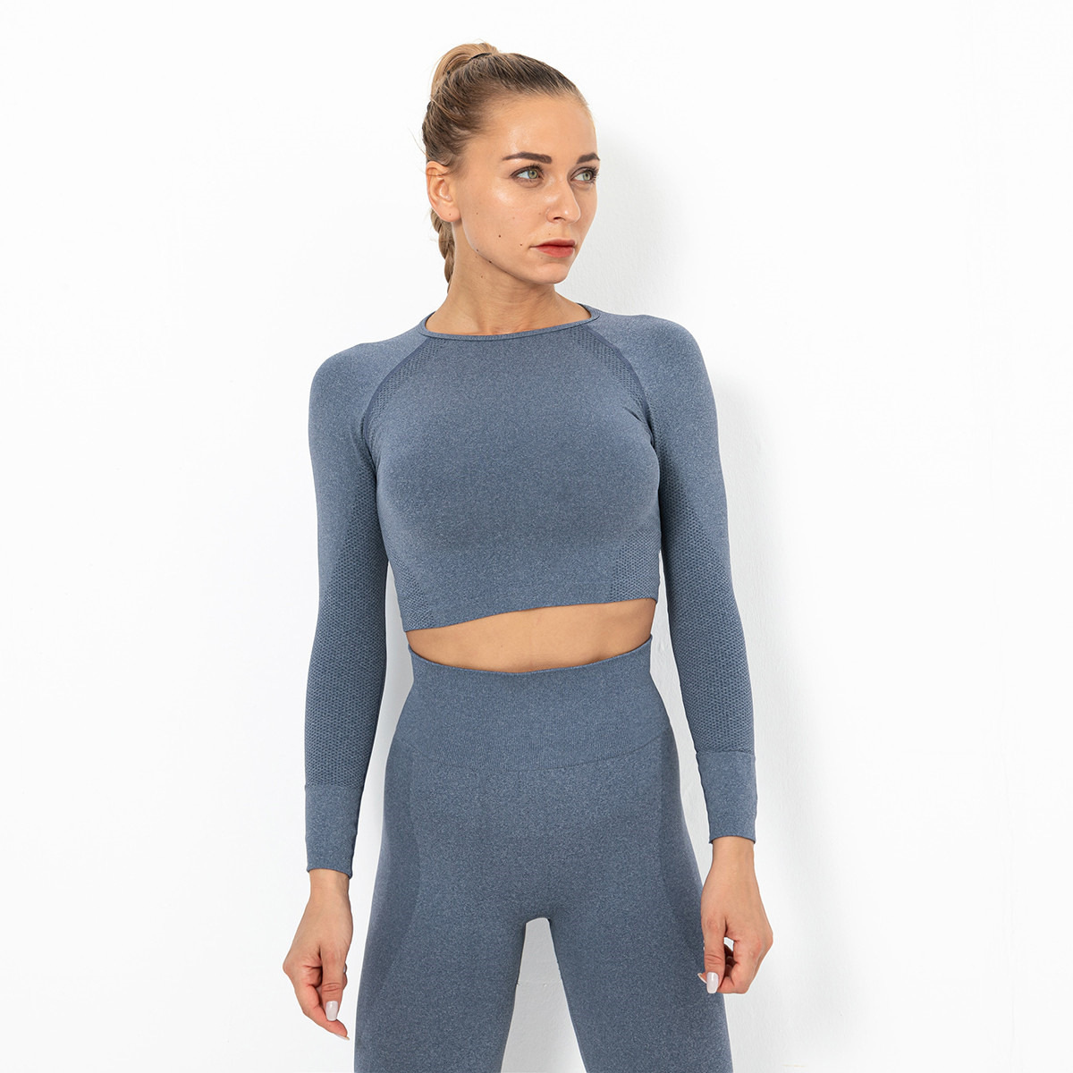 seamless knitted sexy solid color long-sleeved tops  NSLX20214