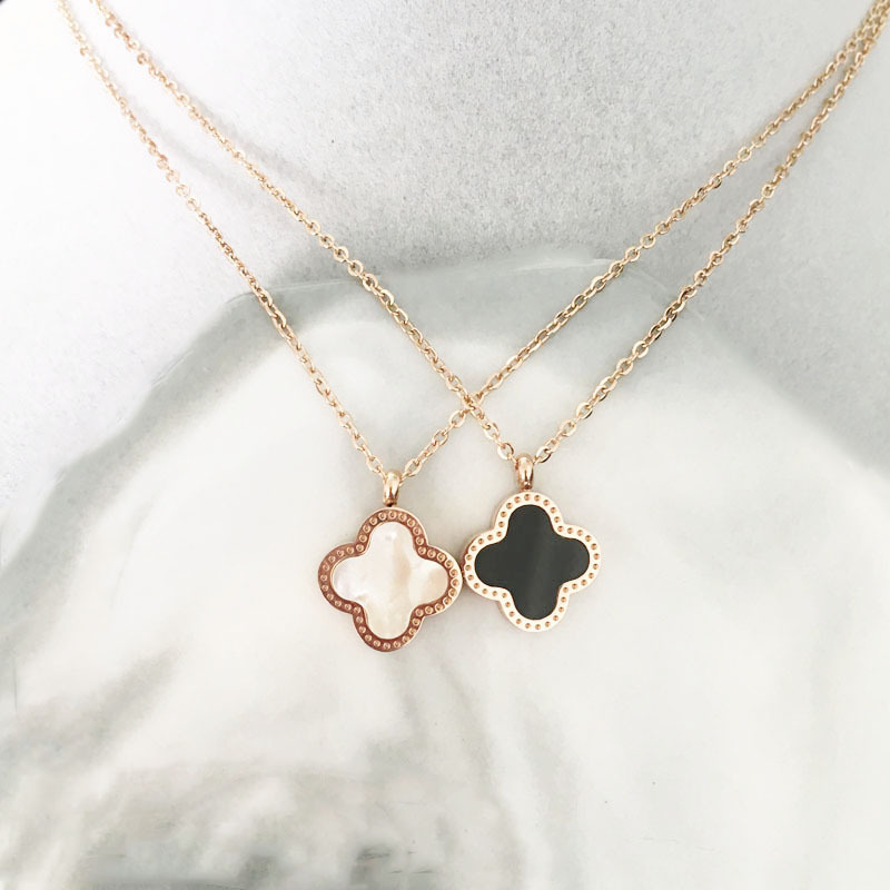 S classic 18K rose gold clavicle necklac...