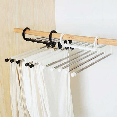 Multifunctional trouser rack, trouser hanger, household folding magic trouser clip, multi-layer telescopic trouser hanger, wardrobe storage artifact