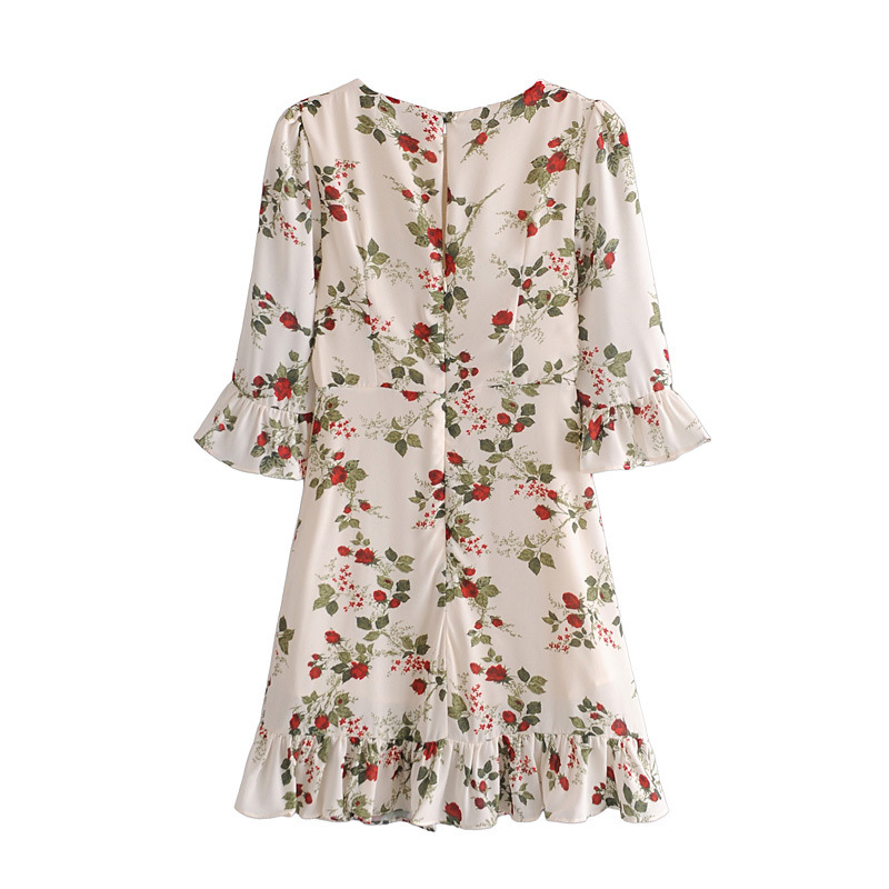 floral print three-quarter sleeve dress  NSAM5335