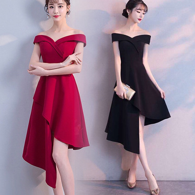 female 2020 new pattern Irregular Dress Student banquet birthday Evening dress temperament Usually