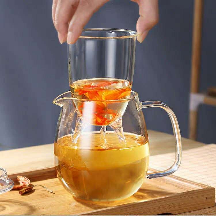 Fábrica al por mayor de vidrio de borosilicato pingüino olla flor tetera engrosada tetera de filtro resistente a altas temperaturas tetera doméstica