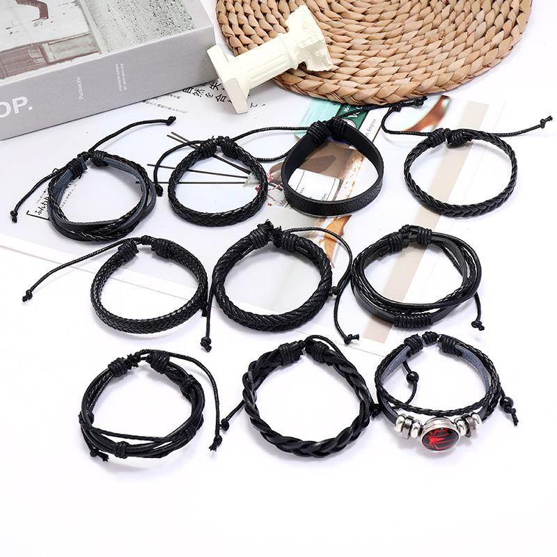 fashion retro woven leather multi-layer simple couple trendy bracelet  wholesale