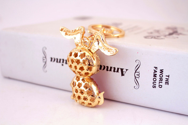 63g Weight Alloy, Metal Material Doll Pattern Unisex Gender Pink, Blue Color Alloy Rhinestone Cartoon Bunny Keychain 9
