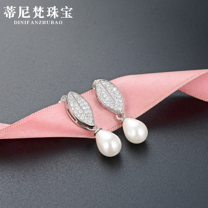 Completo diamante gota de agua perla s925 pendientes de plata elegante de cercanías OL profesional moda femenina pendientes transfronterizos productos calientes al por mayor