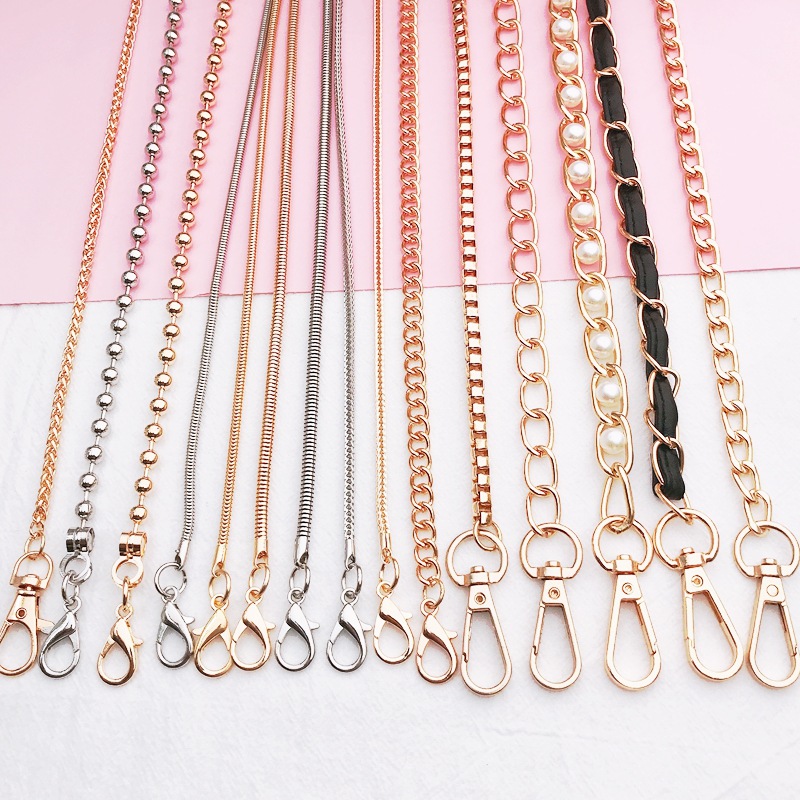 Metal bag chain girl Messenger's mobile phone shell lanyard hanging chain lobster buckle 110cm golden iron chain shoulder strap