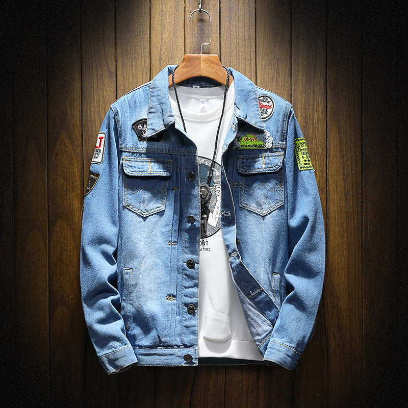 Leisure washed denim jacket men jean jac...