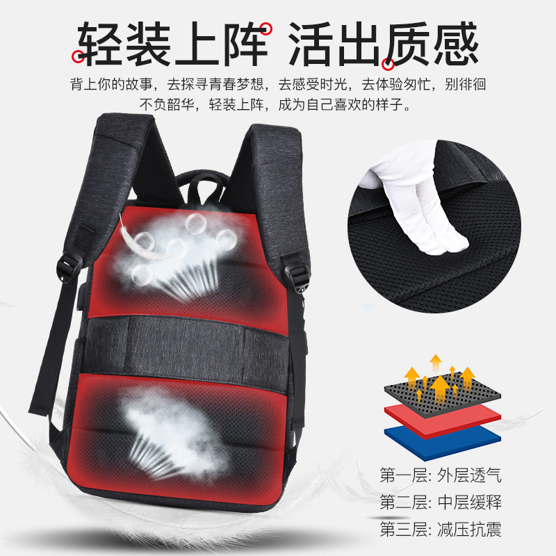 (2개) 공장 직접 새로운 15.6 인치 컴퓨터 배낭 배낭 남성 USB 충전식 비즈니스 컴퓨터 배낭