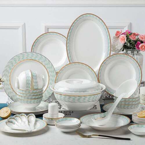 Set of Jingdezhen Ceramic Bowls and Plates for Home Use, New Chinese Style Bone China Tableware, Bowl and Chopstick Combination, Complete Gift Set for Wholesale