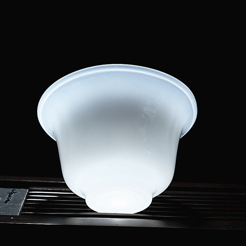 Cubierta de porcelana de jade Tazón taza de té sancai bandeja de té grasa vidrio de cerámica blanca tazón de té grande vidrio Kung Fu juego de té accesorios cubierta Tazón/