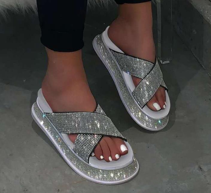 Damen Sandalen Mit Strass Glitzernde Pantoletten Für Jeden Anlass_voghion.com