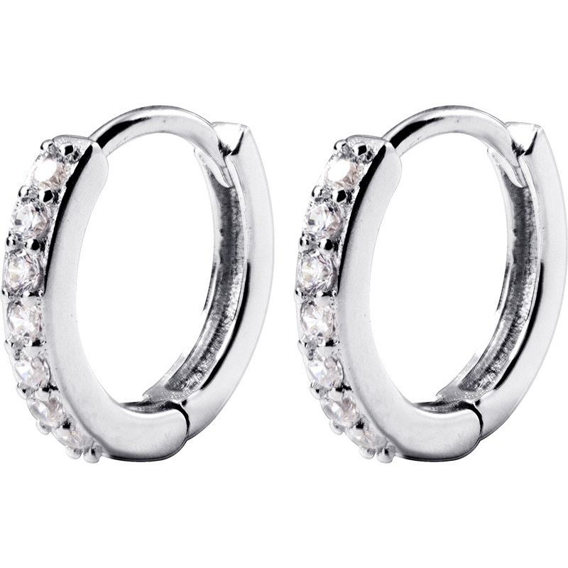 S925 botón de orejas de plata coreano micro diamantes aretes de aretes de círculo CHIC estilo de puerto aretes de orejas joyerías de aretes E9613