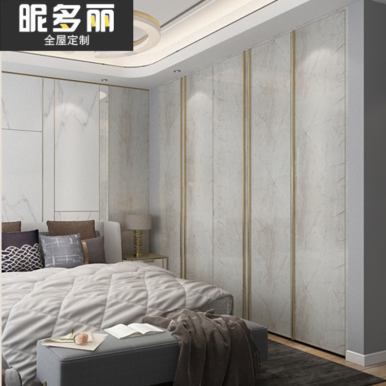 现代厨柜门板轻奢风免漆板定制衣柜门板高光肤感pet柜门定做