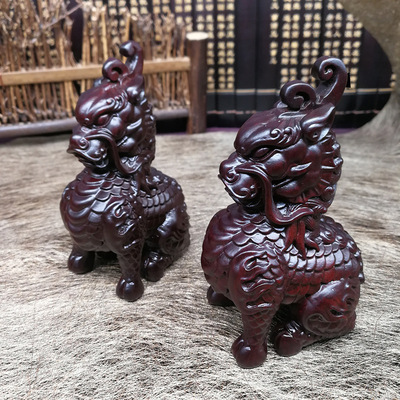 Ebony unicorn Decoration a pair Wealth unicorn Lucky Hannaford SongZi Office a living room ornament
