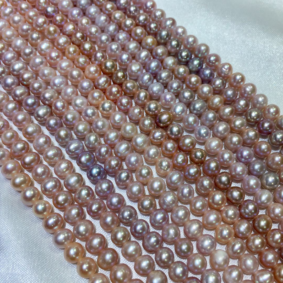 6-7mm淡水真珠近円微微小傷パンチ真珠半製品ネックレスメーカー直販