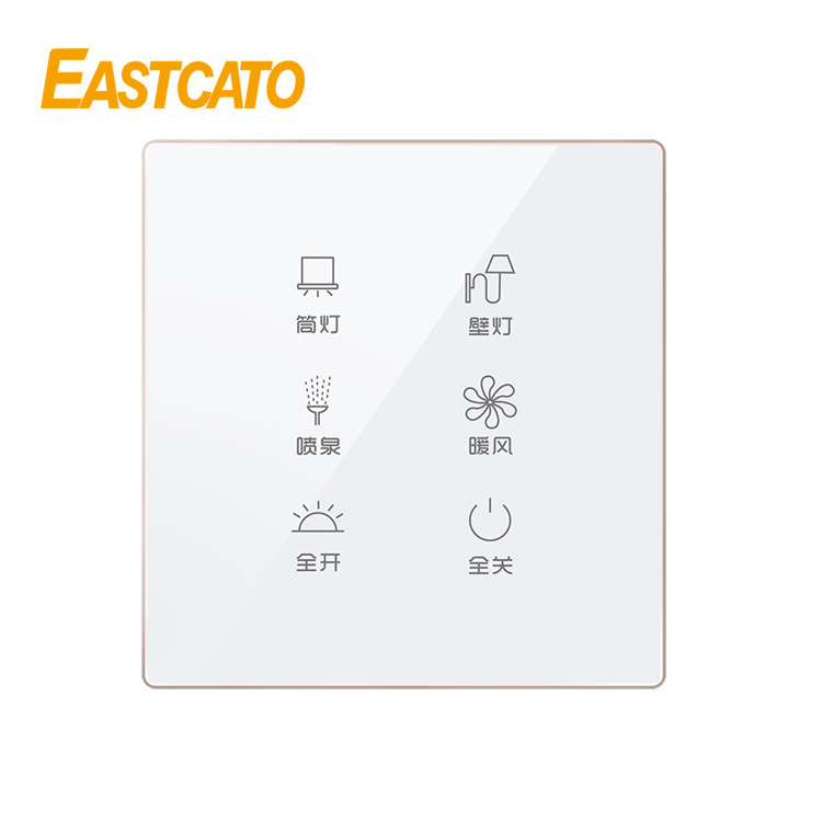 凯图供应KJ0106HA1-X 可编程水晶智能触控面板，485协议智能开关