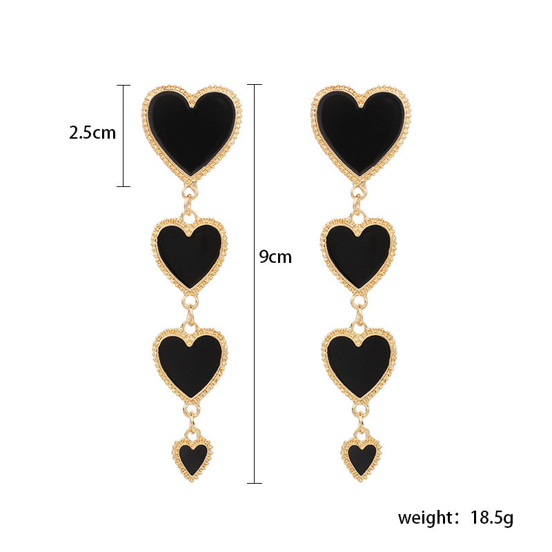 19g Weight Earrings, Ear Studs Classification Wedding, Travel Occasion Alloy Material Heart Pattern Women'S Gender Fashion Style White, Red, Black Color Fashion Heart Alloy Drop Earrings 无