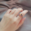 Adjustable rainbow zirconium, ring with stone, Korean style, on index finger