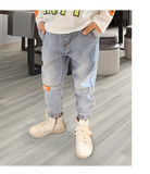 Джинсы для мальчиков, весенние осенние штаны, в западном стиле, подходит для подростков, в корейском стиле