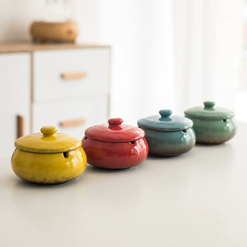 Керамическая пепельница с крышкой в скандинавском стиле для творчества Модная ветрозащитная пепельница большого размера для гостиной, домашнего офиса