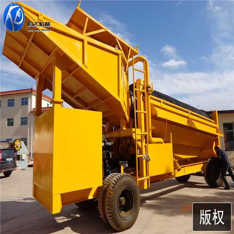 青州科大圆筒洗矿机 移动淘金车 滚筒筛分砂金提取机械设备