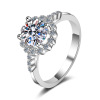 Wedding ring, silver 925 sample, 1 carat, 925 sample silver, platinum 950 sample