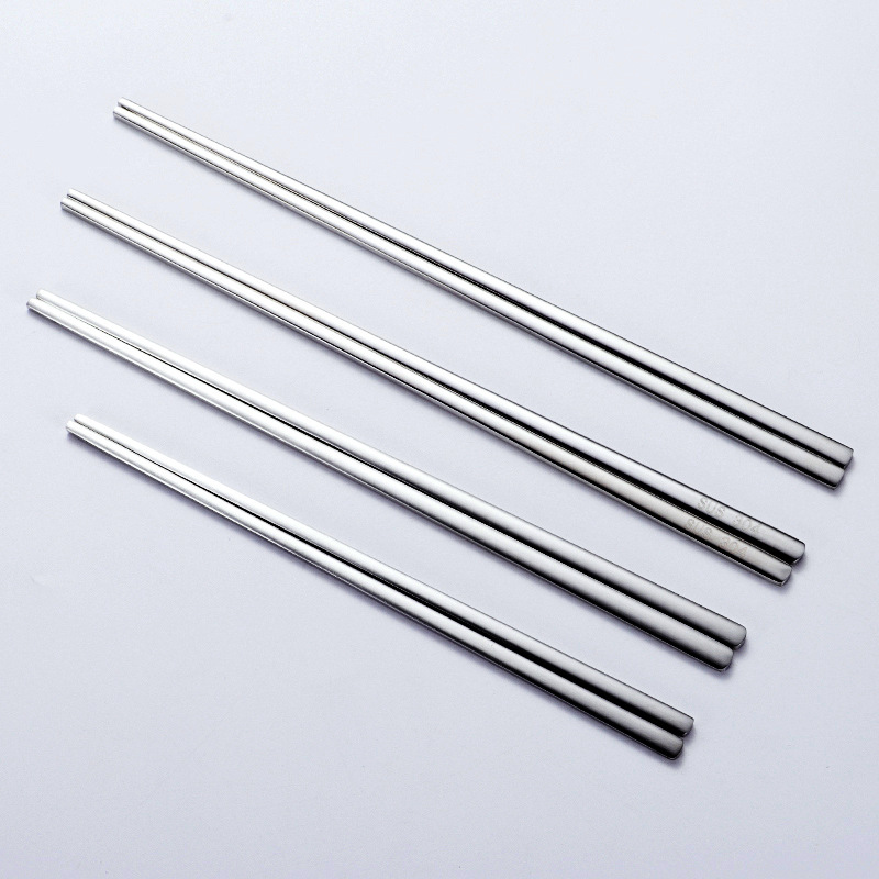304不锈钢筷子实心扁筷布轮厚重3mm厚韩式筷50g可定制23cm便携餐|ru