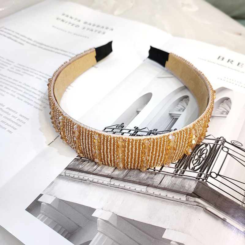 Korean Fashion Wide-brimmed Hand-woven Crystal Hair Band High-end Luxury Fashion Hairpin Boutique Pressure Headband Female Hair Accessories Wholesale Nihaojewelry display picture 7