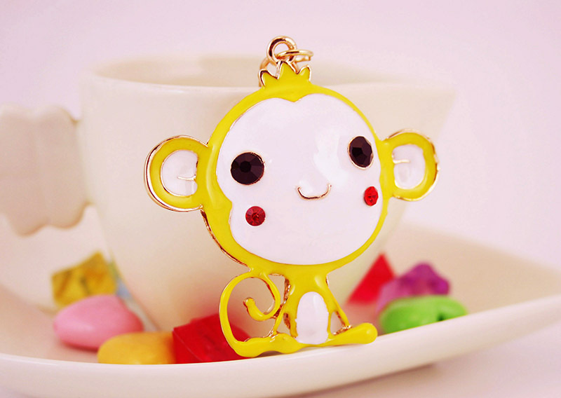 45g Weight Keychain Classification Metal Material Cartoon, Doll, Monkey Pattern Unisex Gender Cute Style Red, Blue, Yellow, Black Color Cartoon Doll Monkey Keychain Metal Unisex Cute Keychain 8