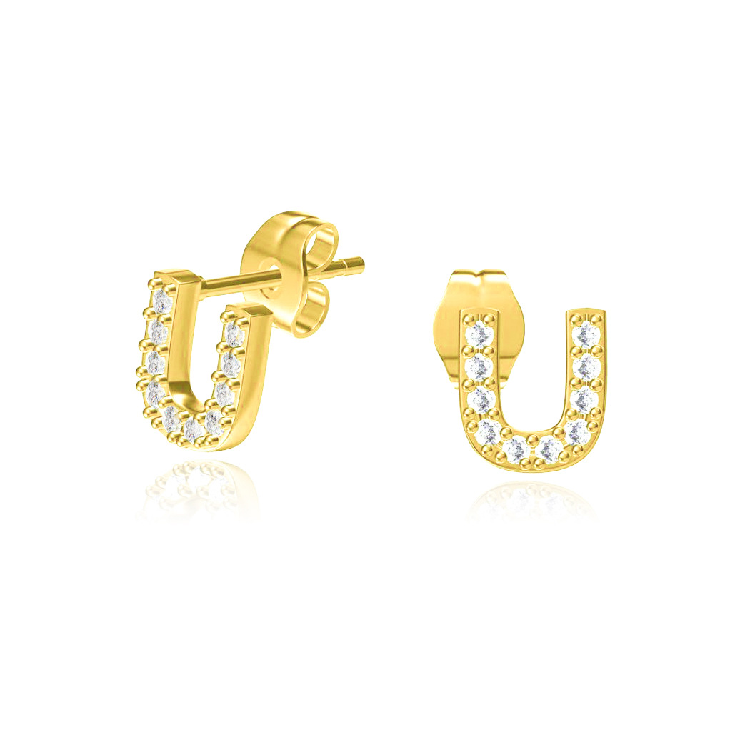 Hot-selling New Letter 26 English Copper Letters Zircon Earring For Women display picture 7