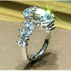 Fashionable big zirconium, ring, accessories, European style, bright catchy style, wholesale