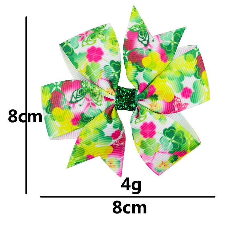 Kid's Classic Style Shamrock Bow Knot Cloth Metal Hair Clip display picture 4