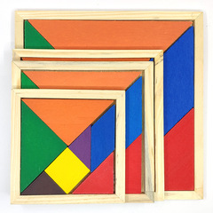 Wholesale Wooden Colorful Classical Tangram Children's Versatile Puzzle Traditional Intellectual Leisure Toy 