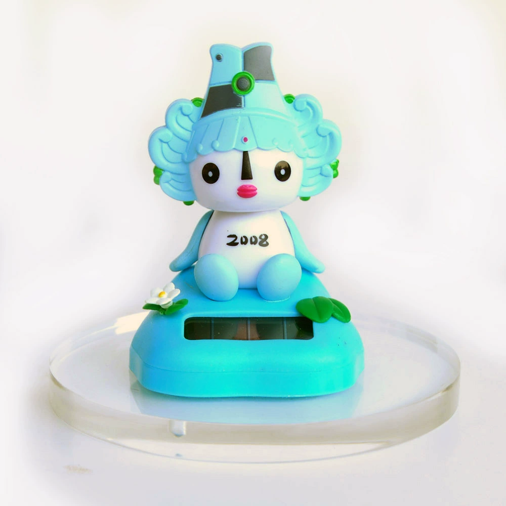 Fuwa PVC мультяшный автомобиль-переносчик, украшение с солнечной энергией и часовым дисплеем, практическое украшение для авто, изготовление на заказ