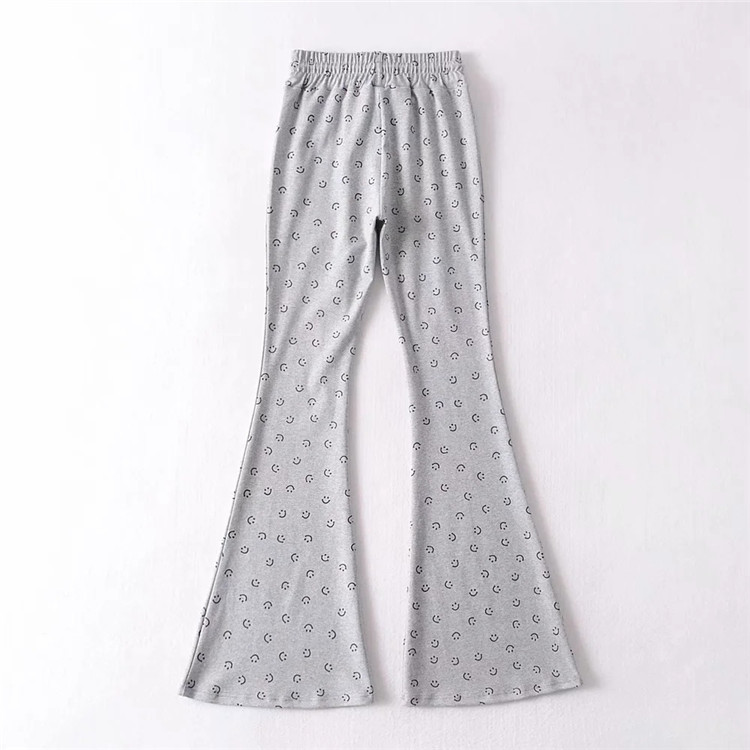 printed leisure high waist slim bell trousers  NSLD14766