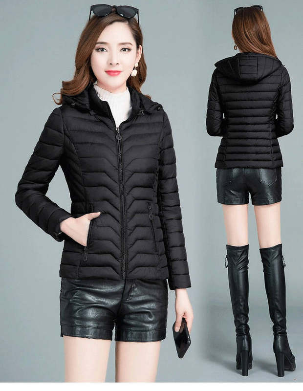 Chaqueta corta de algodón con capucha para mujer — ligera, cálida, ideal otoño/invierno, estilo mamá, suministro mayorista image 11