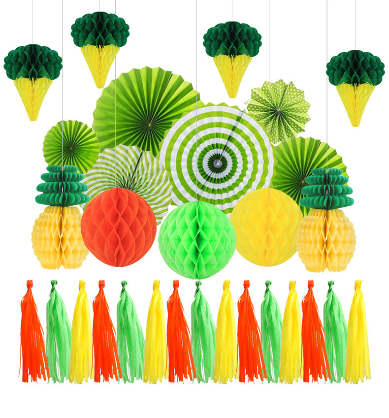 Ice Cream Honeycomb Ball Decoration Party Atmosphere Layout Paper Fan Flower Paper Tassel Set display picture 1