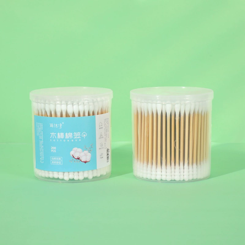 Завод специальный высококачественный ватный тампон двойной круглой головкой 200 цилиндр деревянный тампон Ванна Чистка Макияж для снятия ватный тампон