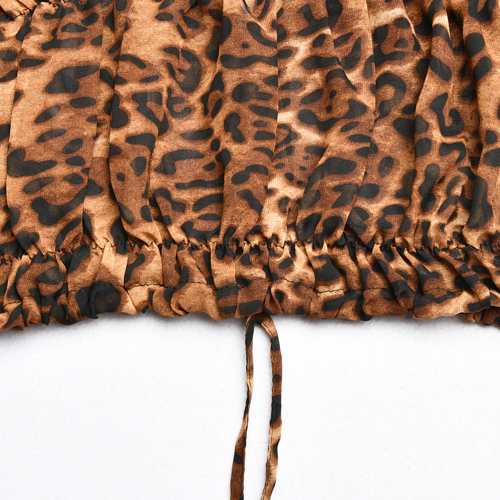 leopard print long-sleeved lace cardigan shirt  NSFD37709