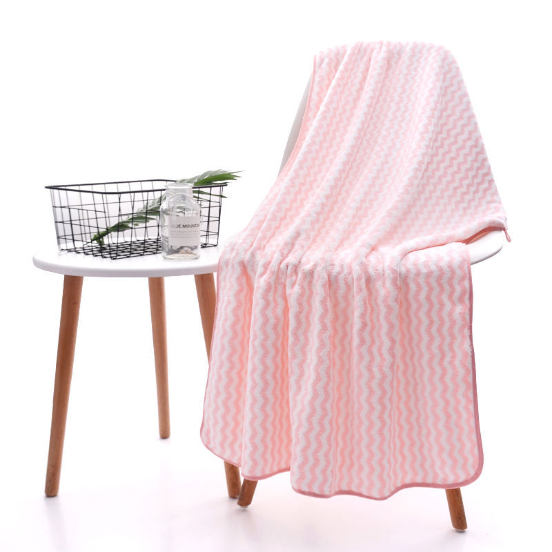 珊瑚絨毛巾浴巾三件套幹發帽吸水波紋套巾幹發巾浴巾套廠家批發