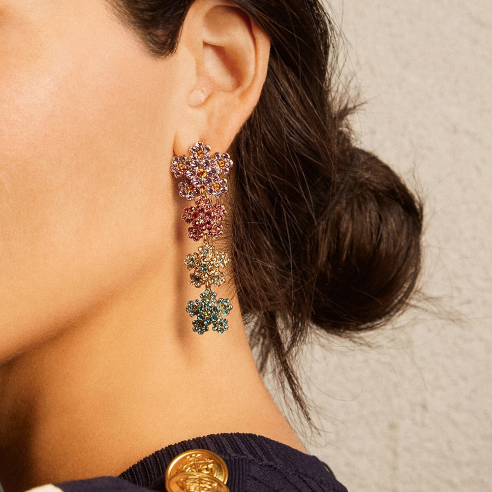 Vintage Bohemian Long Earrings Ethnic Style Colorful Flowers Tassel Earrings Wholesale display picture 1