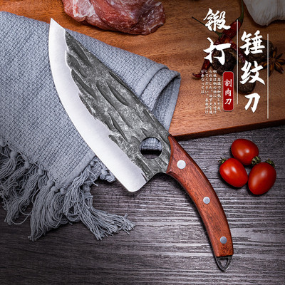 屠宰切削肉剔骨黑实木柄小弯刀专用剥皮杀猪屠夫杀鱼直供分割肉刀