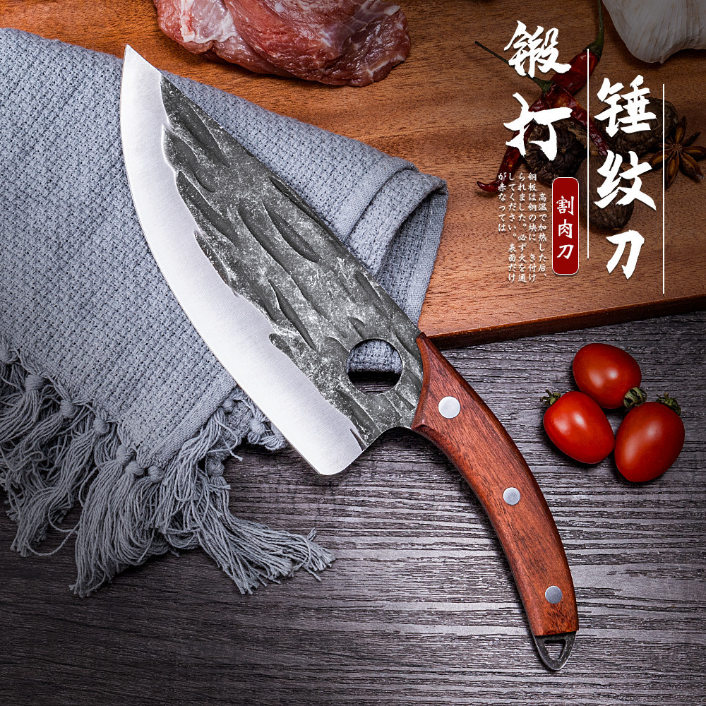 屠宰切削肉剔骨黑实木柄小弯刀专用剥皮杀猪屠夫杀鱼直供分割肉刀