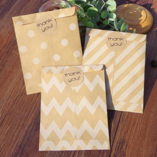 Kraft paper small paper bag dot striped wave blank 4 paper bags postcard greeting card gift letter storage bag