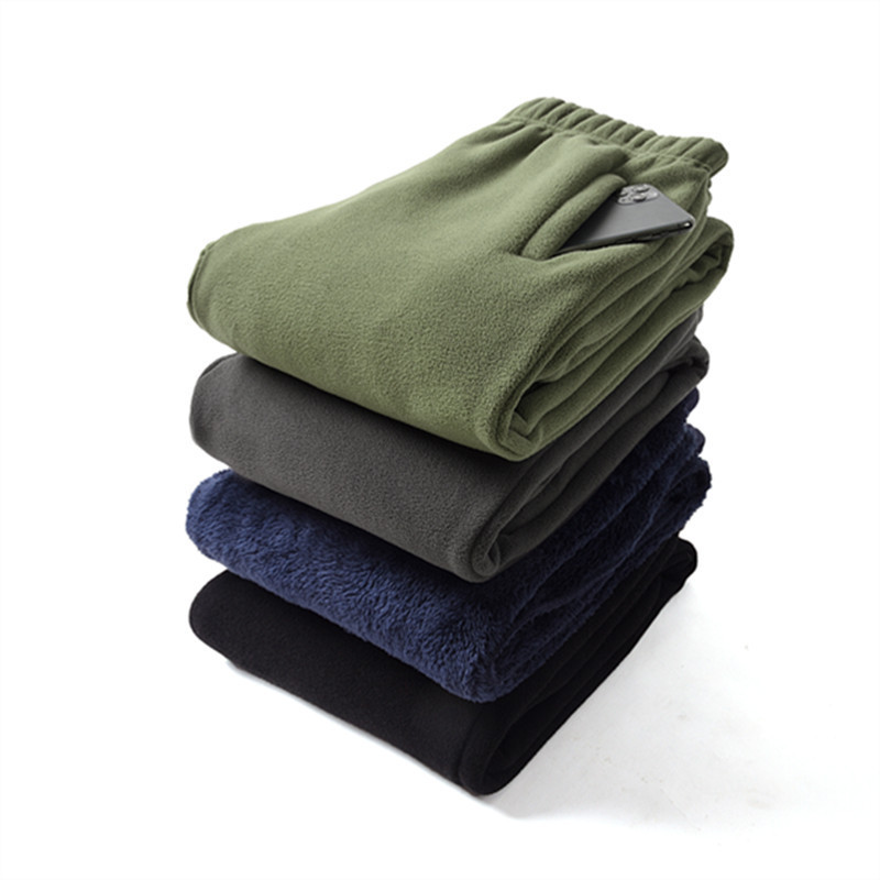 Men's Fleece-Lined Pants, Outdoor Autumn and Winter Warm Long Pants, Sports Casual Men's Hiking and Mountaineering Pants, Thickened