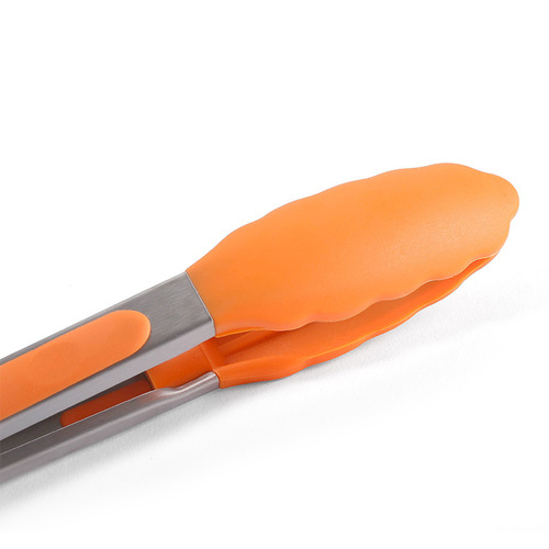 9-inch silicone food tongs thickened stainless steel non-slip handle food tongs barbecue tongs bread tongs cake tongs
