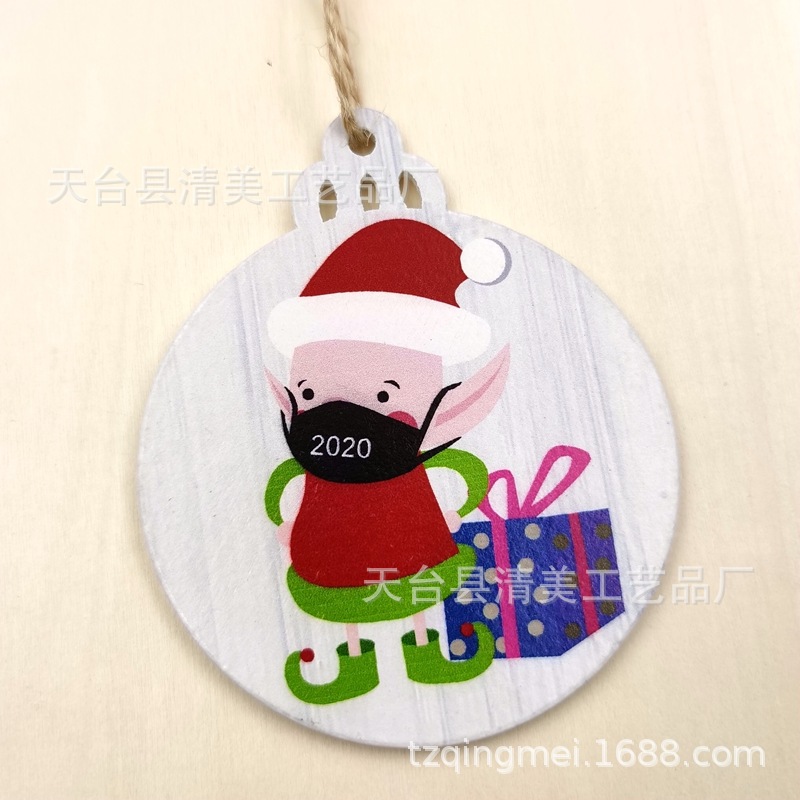 Máscara de bendición de bricolaje de madera Muñeco de nieve colgante de decoración navideña linterna creativa artesanía decoración pieza de madera